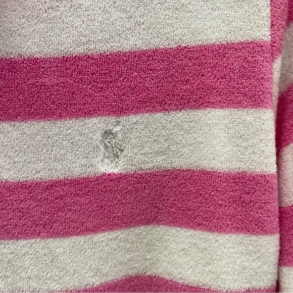 Ralph Lauren Pink & White Striped Terry Cloth Full Zip Pockets Jacket M - Picture 4 of 5